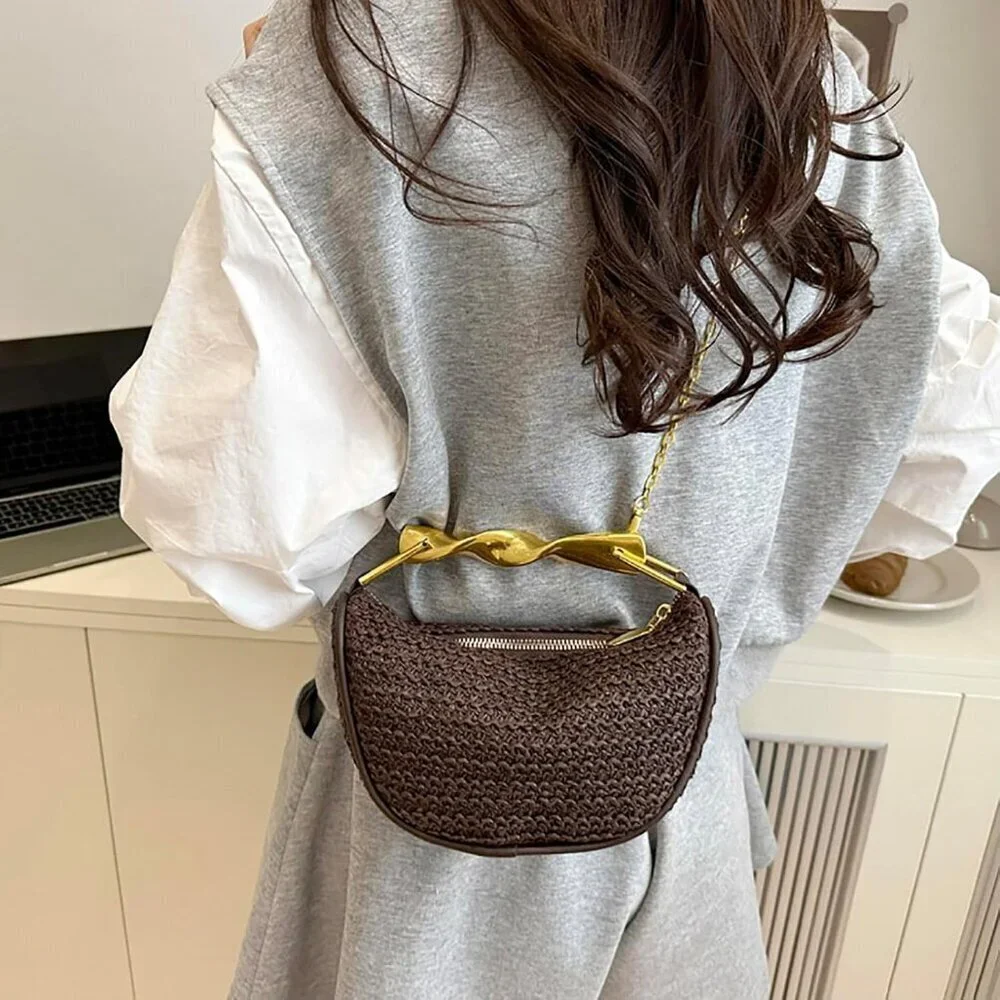Straw Crossbody Bag Women Summer Mini Satchel Handbag Shoulder Purse